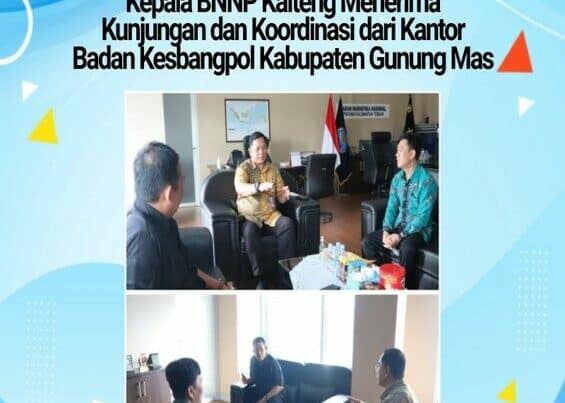 Kepala BNNP Kalteng Menerima Kunjungan dan Koordinasi dari Kantor Badan Kesbangpol Kabupaten Gunung Mas Kepala BNNP Kalteng Menerima Kunjungan dan Koordinasi dari Kantor Badan Kesbangpol Kabupaten Gunung Mas