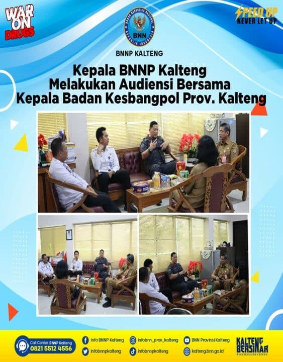 Kepala BNNP Kalteng Melakukan Audiensi Bersama Kepala Badan Kesbangpol Provinsi Kalimantan Tengah Kepala BNNP Kalteng Melakukan Audiensi Bersama Kepala Badan Kesbangpol Provinsi Kalimantan Tengah