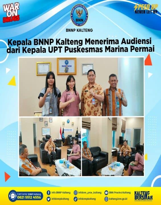 Kepala BNNP Kalteng Menerima Audiensi dari Kepala UPT Puskesmas Marina Permai upt