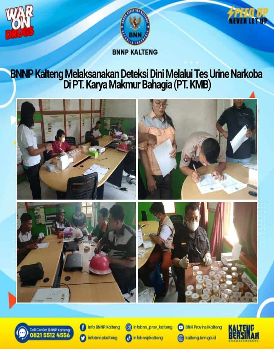 Kegiatan BNNP Kalteng Melaksanakan Deteksi dini Melalui Tes Urine Narkoba di PT. Karya Makmur Bahagia (PT. KMB)