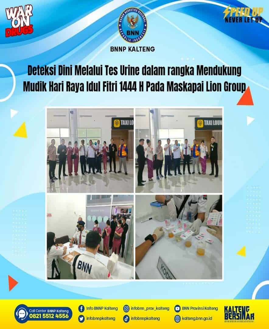 Kegiatan Deteksi Dini Melalui Tes Urine Dalam Rangka Mendukung Mudik Hari Raya Idul Fitri 1444 H Pada Maskapai Lion Group