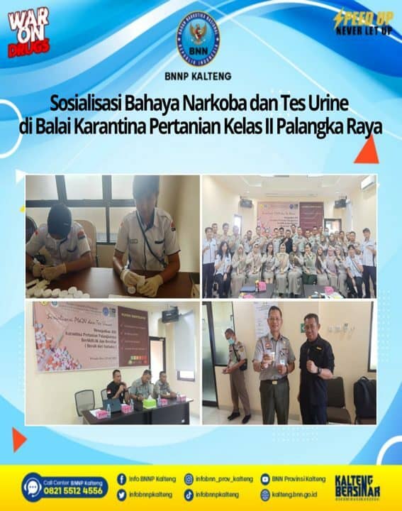 BNNP Kalteng Melaksanakan Kegiatan Sosialisasi Bahaya Narkoba dan Test Urine di Balai Karantina Pertanian Kelas II Palangkaraya