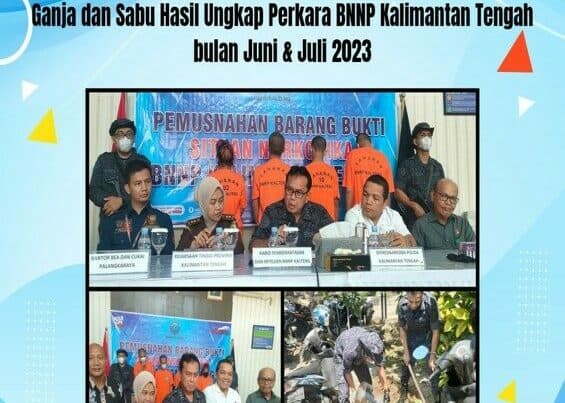 Press Release dan Pemusnahan Barang Bukti Narkotika Jenis Ganja dan Sabu Hasil Ungkap Perkara BNNP Kalimantan Tengah Bulan Juni dan Juli 2023
