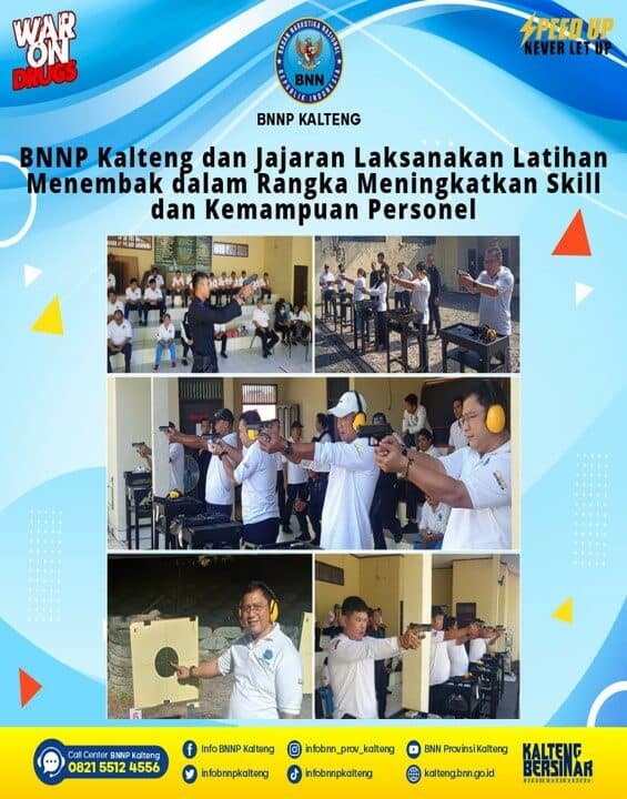 Kegiatan BNNP Kalteng dan Jajaran Laksanakan Latihan Menembak dalam Rangka Meningkatkan Skill dan Kemampuan Personel Kegiatan BNNP Kalteng dan Jajaran Laksanakan Latihan Menembak dalam Rangka Meningkatkan Skill dan Kemampuan Personel