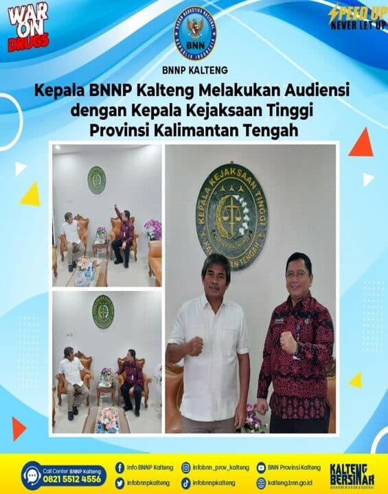 Kegiatan Kepala BNNP Kalteng Melakukan Audiensi dengan Kepala Kejaksaan Tinggi Provinsi Kalimantan Tengah