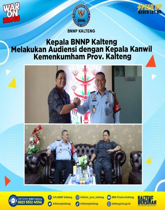 Kepala BNNP Kalteng Melakukan Audiensi dengan Kepala Kanwil Kemenkumham Prov. Kalteng Kepala BNNP Kalteng Melakukan Audiensi dengan Kepala Kanwil Kemenkumham Prov. Kalteng