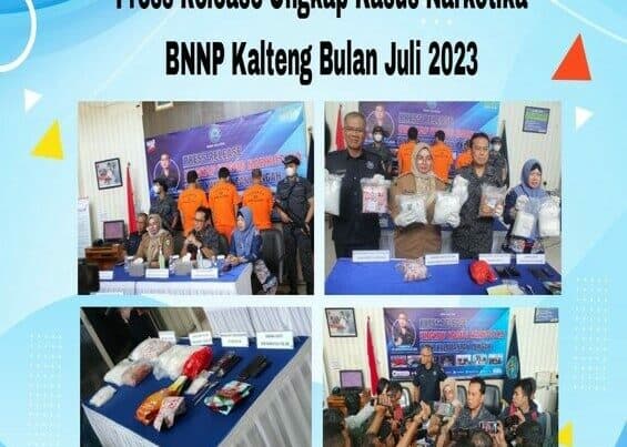 Kegiatan Press Release Ungkap Kasus Narkotika BNNP Kalteng Bulan Juli 2023