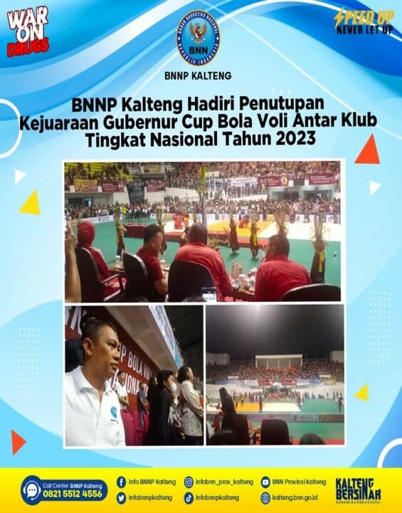 Kegiatan BNNP Kalteng Hadiri Penutupan Kejuaraan Gubernur Cup Bola Voli Antar Klub Tingkat Nasional Tahun 2023