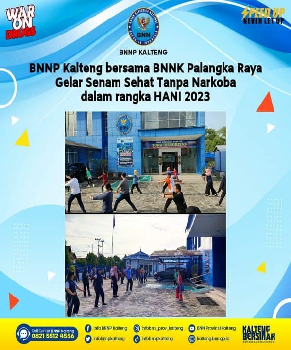 Pegawai BNNP Kalteng Bersama BNNK Palangka Raya Gelar Senam Sehat Tanpa Narkoba Dalam Rangka Hani 2023