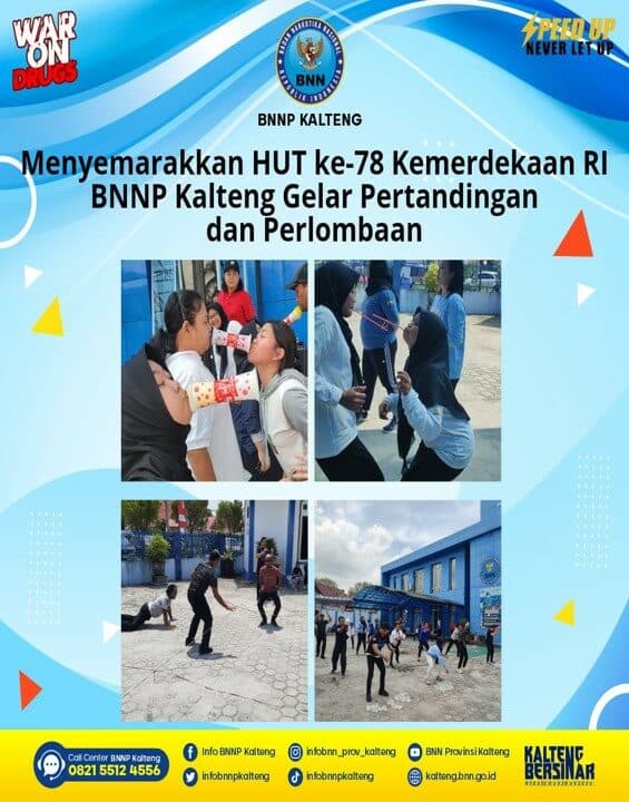Menyemarakkan Hut Ke-78 Kemerdekaan RI, BNNP Kalteng dan BNNK Palangka Raya Gelar Pertandingan dan Perlombaan