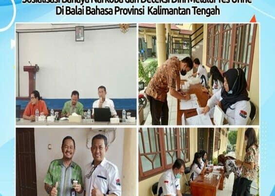 Kegiatan BNNP Kalteng Melaksanakan Sosialisasi Bahaya Narkoba dan Deteksi Dini Melalui Tes Urine di Balai Bahasa Provinsi Kalimantan Tengah