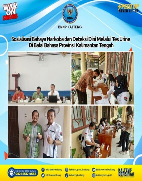 Kegiatan BNNP Kalteng Melaksanakan Sosialisasi Bahaya Narkoba dan Deteksi Dini Melalui Tes Urine di Balai Bahasa Provinsi Kalimantan Tengah