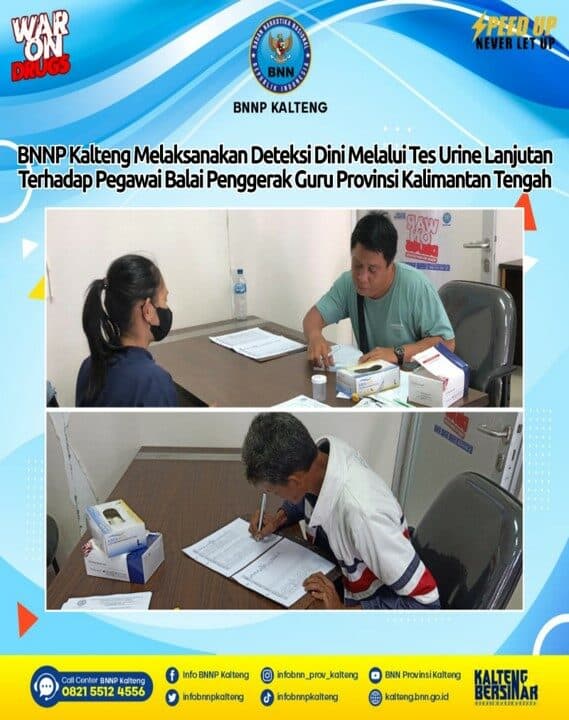 BNNP Kalteng Melaksanakan Deteksi Dini Melalui Tes Urine Lanjutan Terhadap Pegawai Balai Penggerak Guru Provinsi Kalimantan Tengah