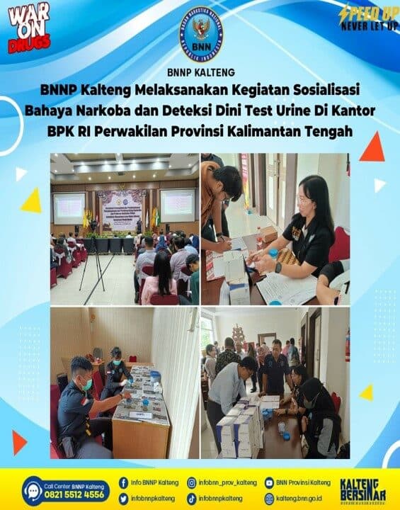 BNNP Kalteng Melaksanakan Kegiatan Sosialisasi Bahaya Narkoba dan Deteksi Dini Test Urine Di Kantor BPK RI Perwakilan Provinsi Kalimantan Tengah