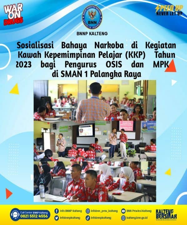 Sosialisasi Bahaya Narkoba Di Kegiatan Kawah Kepemimpinan Pelajar (KKP) Tahun 2023 Bagi Pengurus Osis Dan MPK di SMAN 1 Palangka Raya