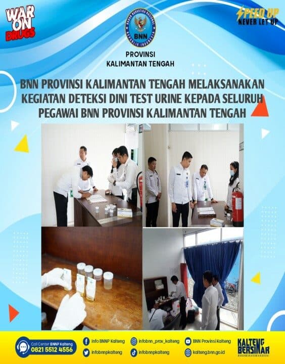 BNN Provinsi Kalimantan Tengah Melaksanakan Kegiatan Deteksi Dini Test Urine Kepada Seluruh Pegawai BNN Provinsi Kalimatan Tengah