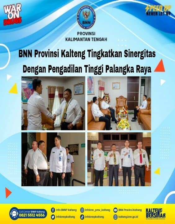 BNN Provinsi Kalteng Tingkatkan Sinergitas Dengan Pengadilan Tinggi Palangka Raya