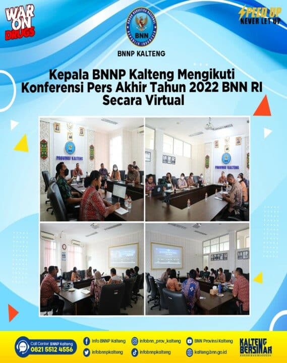 Kepala BNNP Kalteng Mengikuti Konferensi Pers Akhir Tahun 2022 BNN RI Secara Virtual Kepala BNNP Kalteng Mengikuti Konferensi Pers Akhir Tahun 2022 BNN RI Secara Virtual