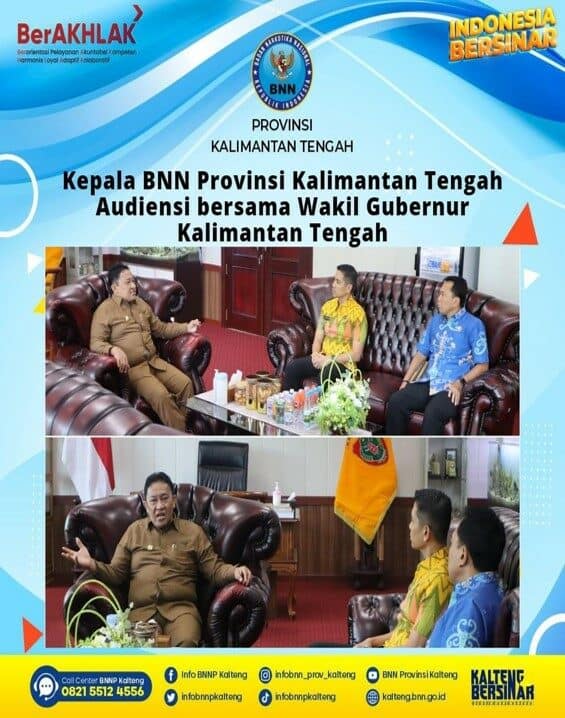 Kepala BNN Provinsi Kalimantan Tengah Audiensi Bersama Wakil Gubernur Kalimantan Tengah