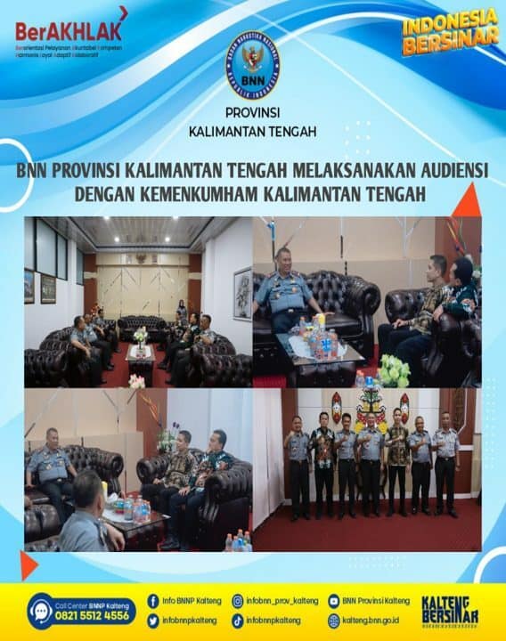 BNN Provinsi Kalimantan Tengah Melaksanakan Audiensi Dengan Kementerian Hukum dan Ham Kalteng