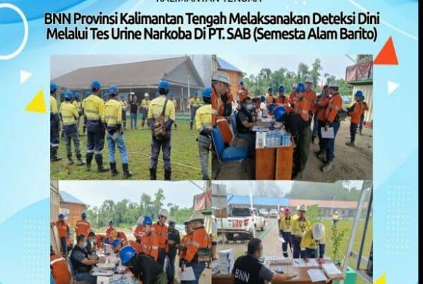 BNN Provinsi Kalimantan Tengah Melaksanakan Deteksi Dini Melalui Tes Urine Narkoba di PT. Sab (Semesta Alam Barito)