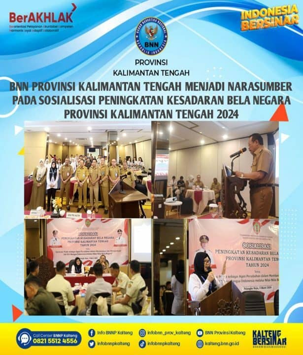 BNN Provinsi Kalimantan Tengah Bersinergi Dengan Menjadi Narasumber Pada Sosialisasi Peningkatan Kesadaran Bela Negara Provinsi Kalimantan Tengah 2024