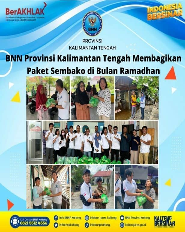 BNN Provinsi Kalimantan Tengah Membagikan Paket Sembako di Bulan Ramadhan