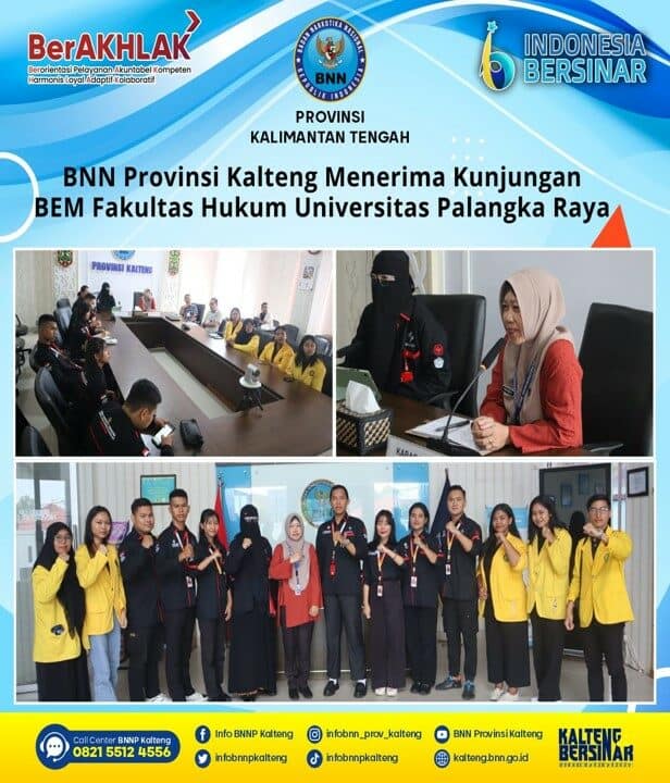 Kegiatan BNN Provinsi Kalteng Menerima Kunjungan BEM Fakultas Hukum Universitas Palangka Raya