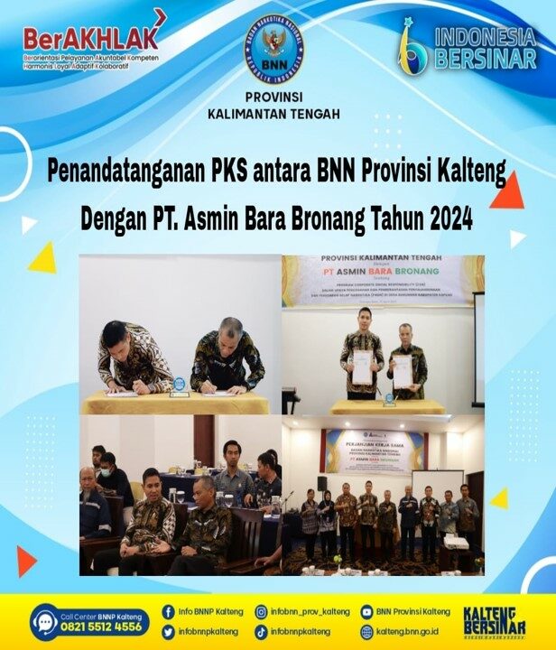Penandatanganan PKS Antara BNN Provinsi Kalteng dengan PT. Asmin Bara Bronang Tahun 2024