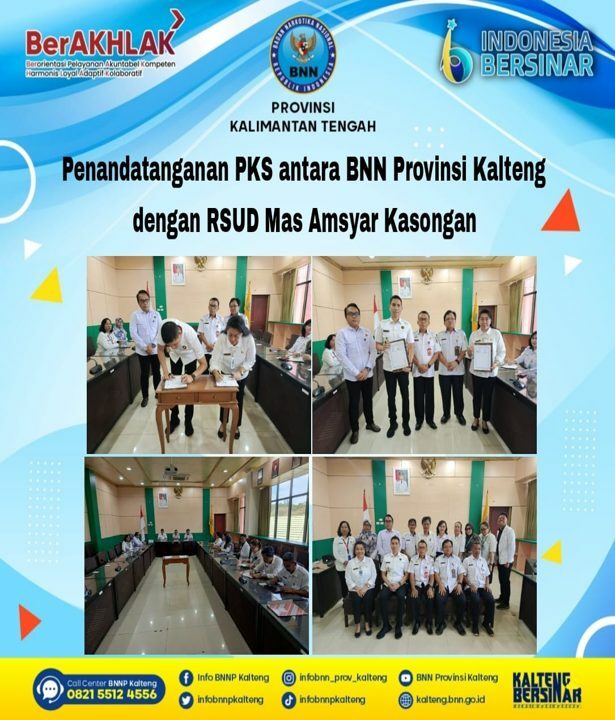 Penandatanganan PKS Antara BNN Provinsi Kalimantan Tengah dengan RSUD Mas Amsyar Kasongan