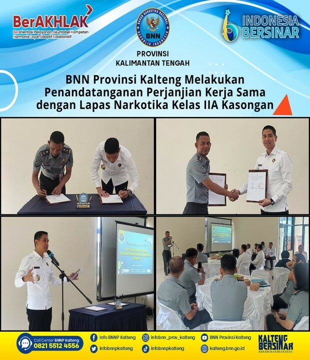 BNN Provinsi Kalteng Melakukan Penandatanganan Perjanjian Kerja Sama Dengan Lapas Narkotika Kelas IIa Kasongan
