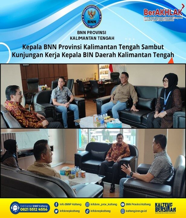 Kepala BNN Provinsi Kalimantan Tengah Sambut Kunjungan Kerja Kepala BIN Daerah Kalimantan Tengah