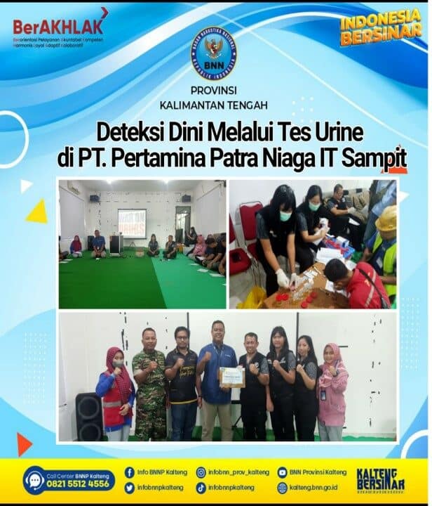 BNN Provinsi Kalimantan Tengah Melaksanakan Kegiatan Deteksi Dini Melalui Tes Urine Di PT. Pertamina Patra Niaga It Sampit
