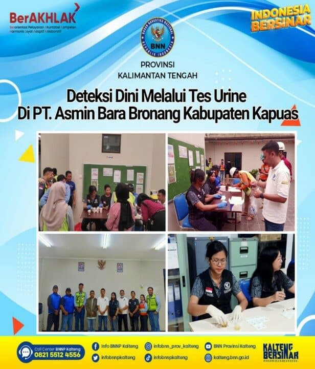 BNN Provinsi Kalimantan Tengah Melaksanakan Kegiatan Deteksi Dini Melalui Tes Urine Di PT. Asmin Bara Bronang Kabupaten Kapuas