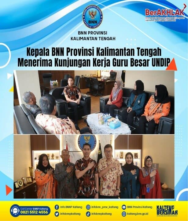 Kepala BNN Provinsi Kalimantan Tengah Menerima Kunjungan Kerja Guru Besar UNDIP