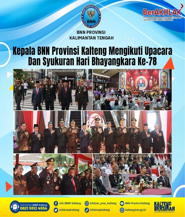 Kepala BNN Provinsi Kalteng Mengikuti Upacara Dan Syukuran Hari Bhayangkara Ke-78