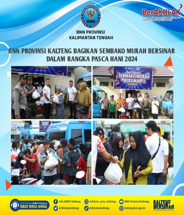 Kegiatan BNN Provinsi Kalteng Bagikan Sembako Murah Bersinar Dalam Rangka Pasca HANI 2024