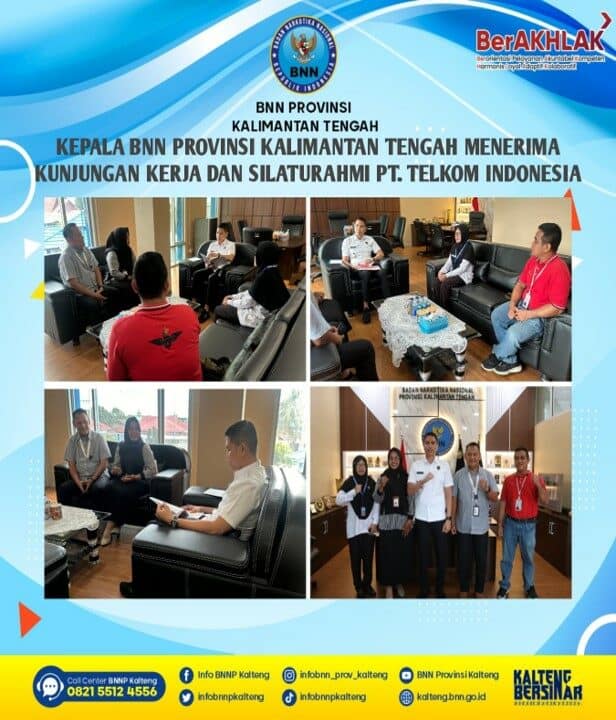Kepala BNN Provinsi Kalimantan Tengah Menerima Kunjungan Kerja Dan Silaturahmi PT. Telkom Indonesia