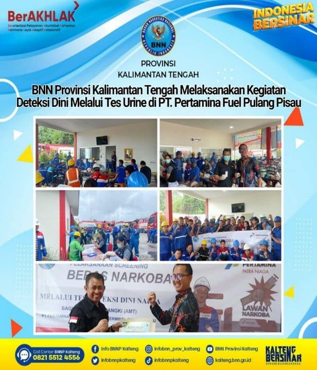 BNN Provinsi Kalimantan Tengah Melaksanakan Kegiatan Deteksi Dini Melalui Tes Urine Narkotika di PT. Pertamina Fuel Pulang Pisau