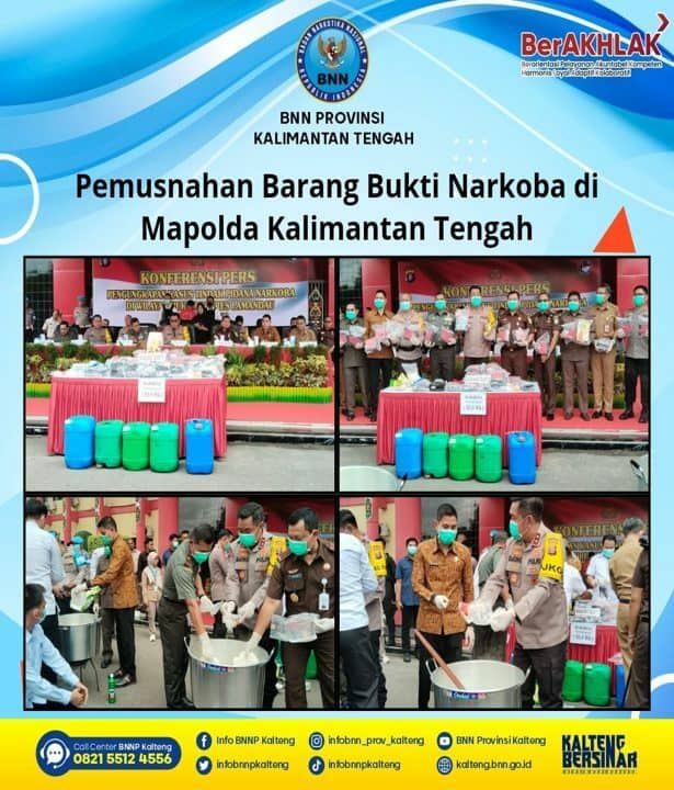 Pemusnahan Barang Bukti Narkoba di MAPOLDA Kalimantan Tengah