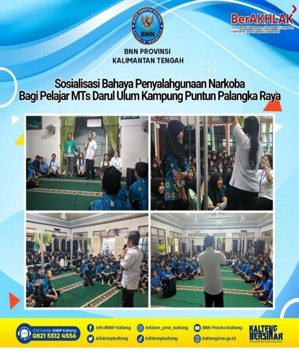 Sosialisasi Bahaya Penyalahgunaan Narkoba Bagi Pelajar MTs Darul Ulum di Kampung Puntun Palangka Raya
