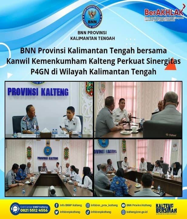 BNN Provinsi Kalimantan Tengah Bersama Kanwil Kemenkumham Kalteng Perkuat Sinergitas P4GN di Wilayah Kalimantan Tengah