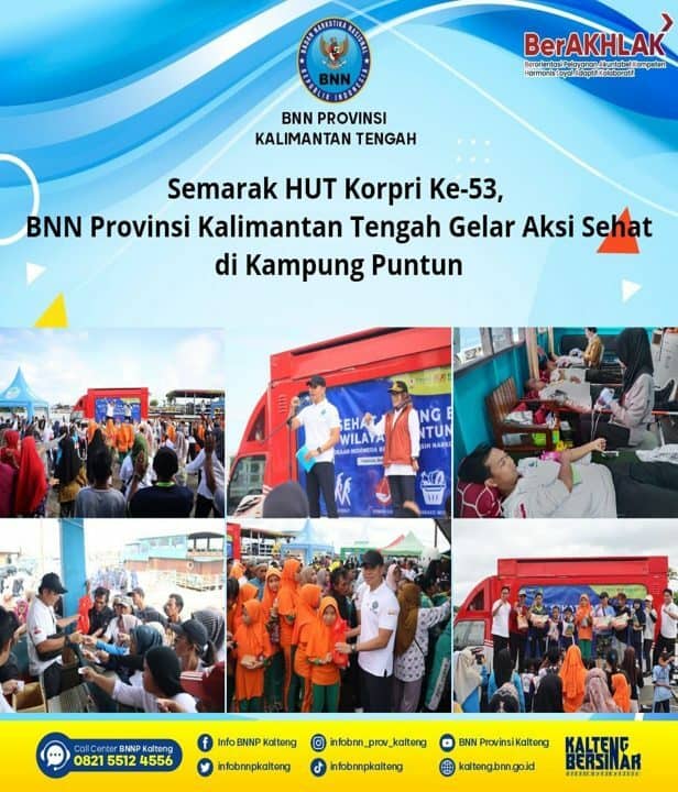 Semarak Hut Korpri Yang Ke-53, BNN Provinsi Kalimantan Tengah Gelar Aksi Sehat Di Wilayah Kampung Puntun